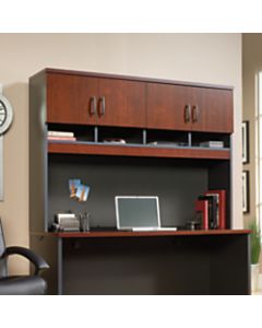 Sauder Via Collection Hutch For Credenza, Classic Cherry/Soft Black