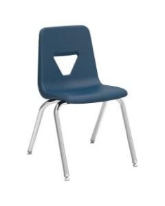 Lorell Classroom Student Stack Chairs, 18inH Seat, Navy/Silver, Set Of 4