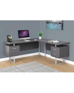 Monarch Specialties L-Shaped Corner Computer Desk With 2 Drawers, Gray