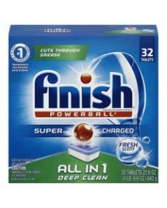 Finish Powerball Dishwasher Detergent Tabs, Fresh Scent, Box Of 32 Tabs