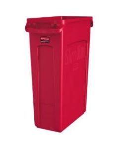 Rubbermaid Slim Jim Rectangular Polyethylene Vented Waste Receptacle, 23 Gallons, Red