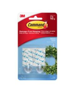 Command Medium Plastic Hooks, Clear, Pack of 2 Hooks, 2 Pairs of Strips
