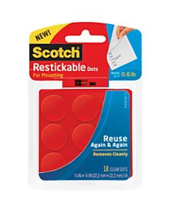 Scotch Restickable Mounting Dots, Clear Circles, Pack Of 18