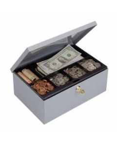 STEELMASTER Cash Box with Security Lock, 7 Compartments, Gray