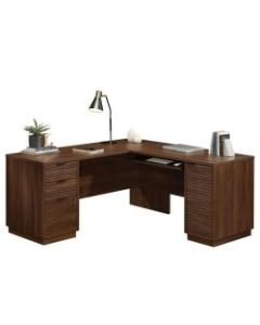 Sauder Englewood 65inW L-Desk, Spiced Mahogany