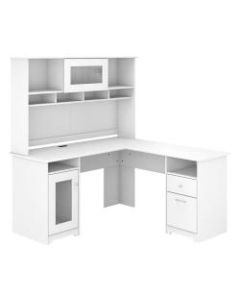 Bush Furniture Cabot L-Shaped Desk With Hutch, 60inW, White, Standard Delivery