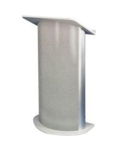 AmpliVox SN3125 - Curved Gray Granite Lectern - High Pressure Laminate (HPL) Rectangle Top - High Pressure Laminate (HPL) Base x 26.75in Table Top Width x 17.50in Table Top Depth x 0.75in Table Top Thickness - 48.75in Height - Gray Granite