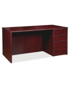 Lorell Prominence 2.0 Right Pedestal Desk, 66inW x 30inD, Mahogany