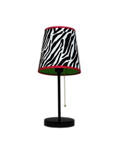 LimeLights Fun Prints Funky Table Lamp, 15inH, Zebra Shade/Black Base