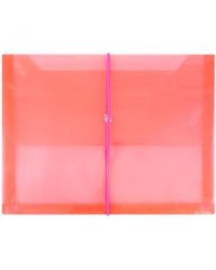 JAM Paper Plastic 9 3/4in x 13in Envelopes With Elastic Closure, Red, Pack Of 12