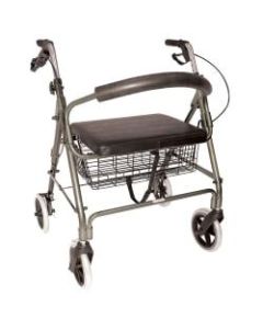 DMI Lightweight Extra-Wide Aluminum Folding Rollator With Seat, Titanium