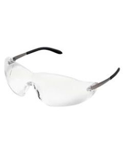 Crews Blackjack Wrap-around Safety Glasses, Chrome Plastic Frame, Clear Lens
