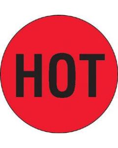 Tape Logic Preprinted Shipping Labels, DL1730, "Hot", 2in Circle, Red/Black, Roll Of 500