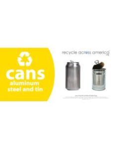 Recycle Across America Aluminum, METAL-0409, Steel And Tin Cans Standardized Recycling Labels, 4in x 9in, Yellow