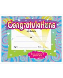 Trend Congratulations/Swirls Award Certificates, "Congratulations", 8.5in x 11in, 30 / Pack