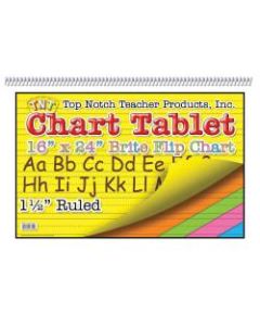 Top Notch Brite Chart Tablets, 16in x 24in, 1 1/2in Ruled, Assorted Colors, Pack Of 3