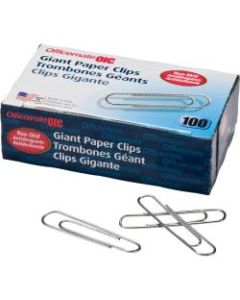 OIC Non-Skid Paper Clips, Giant Size, Silver, 100 Paper Clips Per Box, Pack Of 10 Boxes