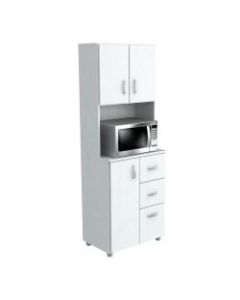 Inval Storage Cabinet With Microwave Stand, 4 Shelves, 66inH x 24inW x 15inD, Laricina White