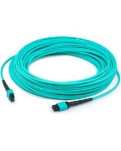 AddOn 30m MPO (Female) to MPO (Female) 12-strand Aqua OM4 Straight Fiber OFNR (Riser-Rated) Patch Cable - 100% compatible and guaranteed to work in OM4 and OM3 applications