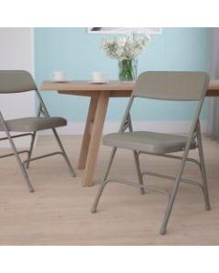 Flash Furniture HERCULES Vinyl Curved Triple-Braced Folding Chair, Gray