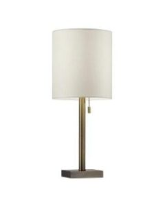 Adesso Liam Table Lamp, 22inH, White Shade/Antique-Brass Base