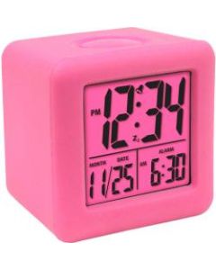 La Crosse Technology 70902 Soft Cube LCD Alarm Clock - Digital - Quartz - LCD - Pink/Silicone Rubber Case