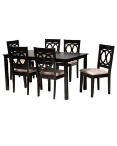 Baxton Studio Lenoir Dining Set, 29-3/16inH x 59-1/16inW x 35-7/16inD, Sand/Espresso