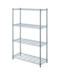 Realspace Wire Shelving, 4-Shelves, 54inH x 36inW x 14inD, Chrome