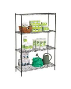 Realspace Steel Wire Shelving, 4-Shelves, 72inH x 48inW x 18inD, Black