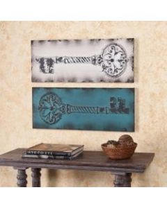 Southern Enterprises Key Decorative Wall Panels, Blue/Off White, 31 1/4inH x 12 1/2inW x 1 1/4inD, Set Of 2