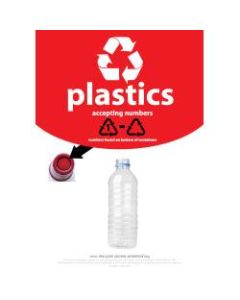 Recycle Across America Plastics With Number Standardized Recycling Label, PLASS#-1007, 10in x 7in, Red