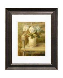 Timeless Frames Diana Pewter-Framed Floral Artwork, 11in x 14in, Hydrangea Bouquet On Bench