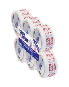 Tape Logic Fragile (Box) Preprinted Carton Sealing Tape, 3in Core, 2in x 55 Yd., Red/White, Pack Of 6