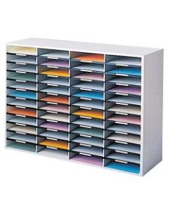 Fellowes Literature Organizer, 48 Compartments, 34 11/16inH x 38 1/4inW x 11 7/8inD, Dove Gray