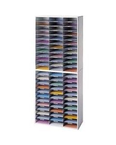Fellowes Literature Organizer, 72 Compartments, 69 1/8inH x 29inW x 11 7/8inD, Dove Gray