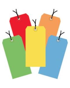 Office Depot Brand Shipping Tags, Pre-Strung, 100% Recycled, 4 3/4in x 2 3/8in, Assorted Colors, Case Of 1,000