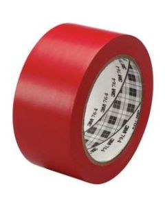 3M 764 Vinyl Tape, 3in Core, 2in x 36 Yd., Red, Case Of 6