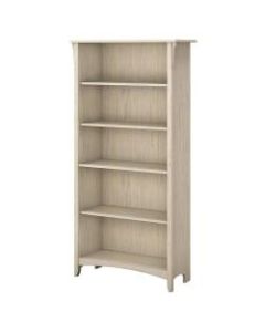 Bush Furniture Salinas 5 Shelf Bookcase, Antique White, Standard Delivery