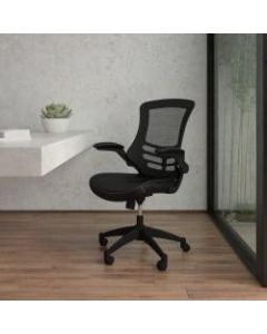 Flash Furniture Bonded LeatherSoft Mid-Back Swivel Chair With Flip-Up Arms, Black