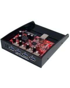 StarTech.com USB 3.0 Front Panel 4 Port Hub - 3.5 5.25in Bay - Add a 4-port SuperSpeed USB 3.0 Hub to the 3.5in front bay opening of a computer case - usb 3.0 hub - 4 port usb 3.0 hub - internal usb hub - usb port splitter - front usb hub