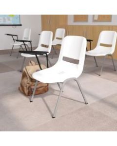 Flash Furniture Ergonomic Shell Chair With Right Handed Flip-Up Tablet Arm, White