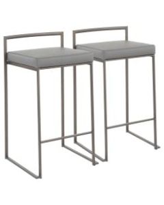LumiSource Fuji Stacker Counter Stools, Gray Seat/Antique Frame, Set of 2 Stools