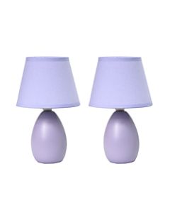 Simple Designs LT2009-PRP-2PK Mini Egg Oval Ceramic Table Lamp 2 Pack Set