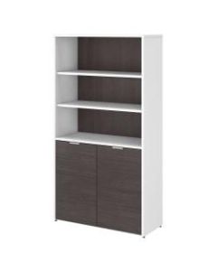 Bush Business Furniture Jamestown 5-Shelf Bookcase With Doors, Storm Gray/White, Standard Delivery