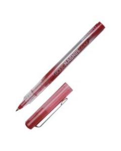 SKILCRAFT AbilityOne Free Ink Rollerball Pens, Fine Point, 0.5 mm, Silver Barrel, Red Ink, Pack Of 12 Pens