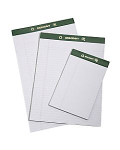 80% Recycled Chlorine-Free Writing Pads, Junior Size, 5in x 8in, 25 Sheets, Pack Of 12 (AbilityOne 7530-01-516-9629)