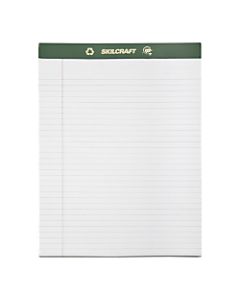 80% Recycled Chlorine-Free Writing Pads, Letter Size, 8 1/2in x 11in, 25 Sheets, Pack Of 12 (AbilityOne 7530-01-516-9627)