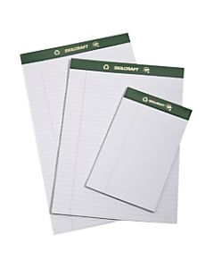 SKILCRAFT 80% Recycled Chlorine-Free Writing Legal Pads, 8 1/2in x 14in, Legal Ruled, White, 25 Sheets, Pack Of 12 (AbilityOne 7530-01-516-9626)