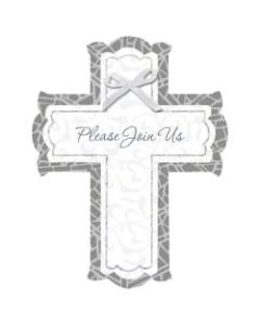 Amscan Religious Cross Stained Glass Large Novelty Invitations With Envelopes, Please Join Us, 6-1/8in x 4-3/4in, 8 Invitations Per Pack, Set Of 2 Packs