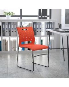 Flash Furniture Sled-Base Stacking Chair With Handle And Air-Vent Back, Orange/Black